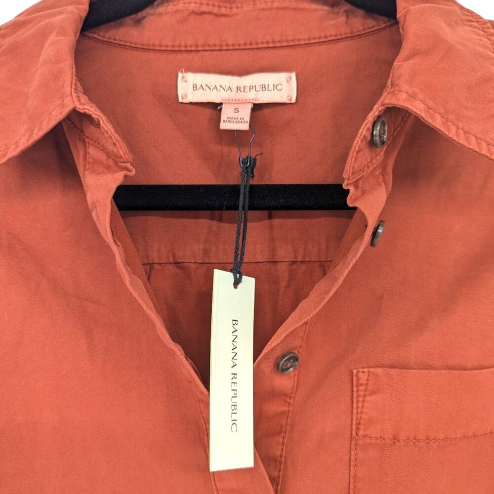 Banana Republic Rust Brown Cotton Popover Shirt Size Small NWT - Picture 3 of 5